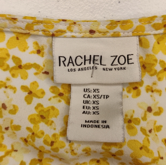 Rachel Zoe Yellow floral button down sleeveless blouse size xs - Picture 3 of 4